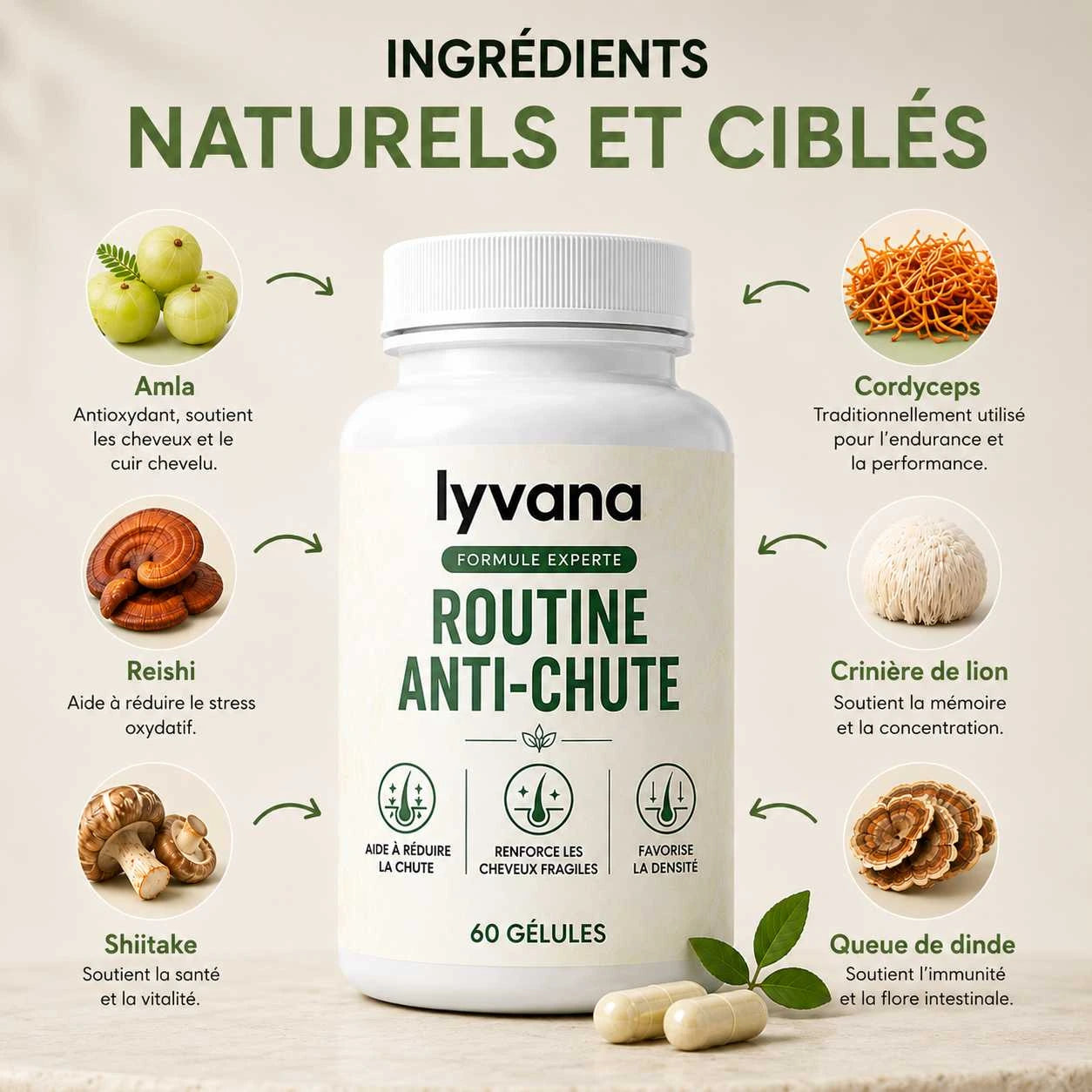 Gélules Anti-Chute · Retrouvez des cheveux plus denses en 90 jours !